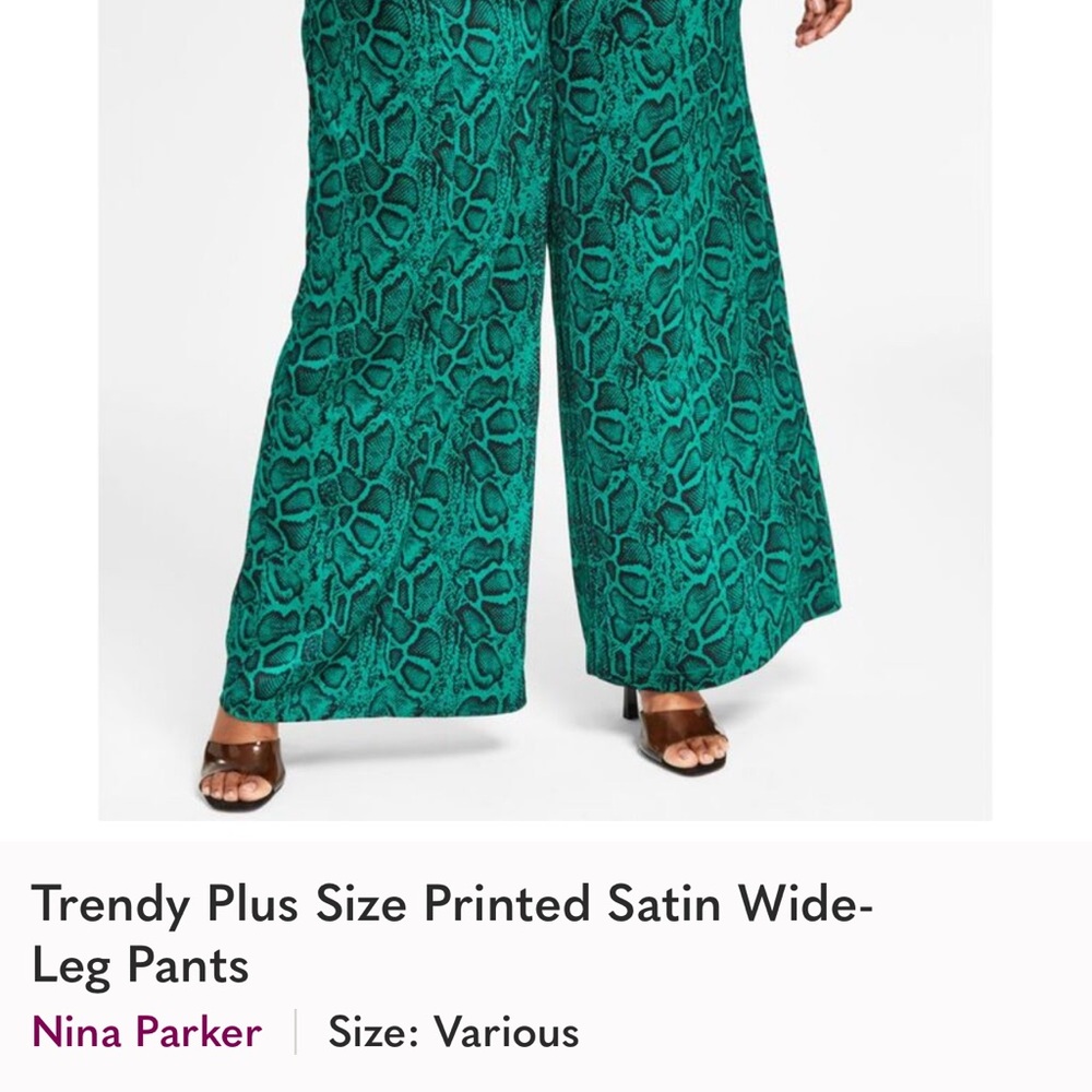 Nina Parker Green and Black Snake Print top and Wide leg Pants. - Picture 3 of 11